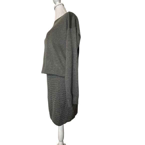 Laundry Sweater Dress Womens Size S Gray Blouson Cutout Back Mini Stretch Soft - Picture 2 of 11
